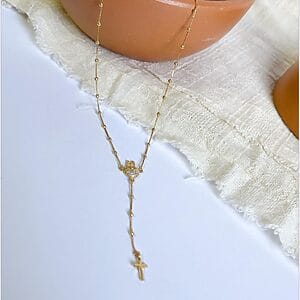 Elegant Gold Rosary Necklace