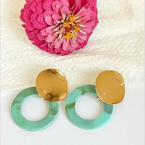 Green and Gold Plated Earrings