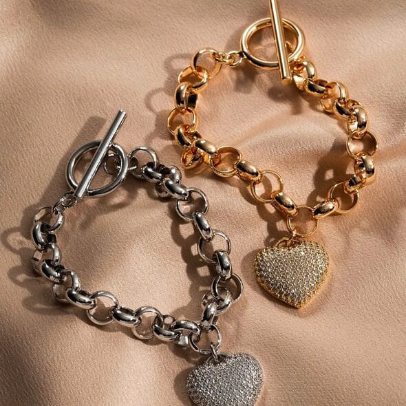 Heart Chain Bracelets – Just Gold