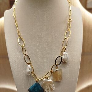 Golden Artisan Gemstone Necklace