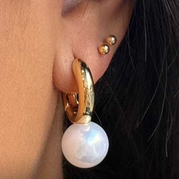 Golden Hoop with Pearl Drop earring 18k luxury pearl