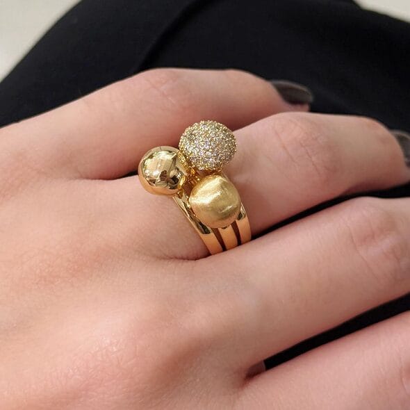 Trio Sphere Gold Ring