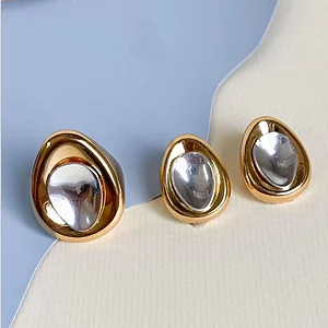Gold and Silver Abstract Ring and Earrings Set