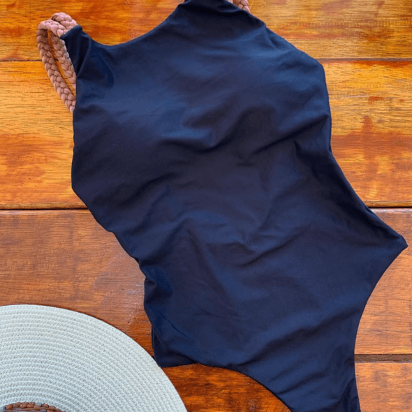 Black Braided Strap One‑Piece Swimsuit – Fashion Brasil Sun and Sea