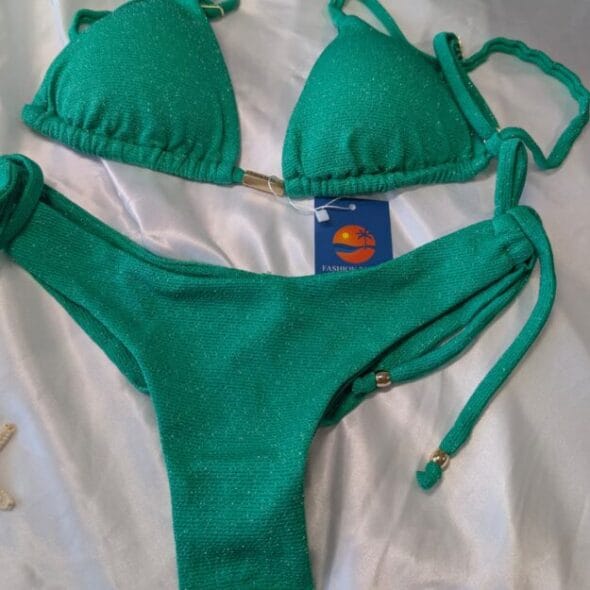 Emerald Glow Triangle Bikini – Fashion Brasil Sun and Sea