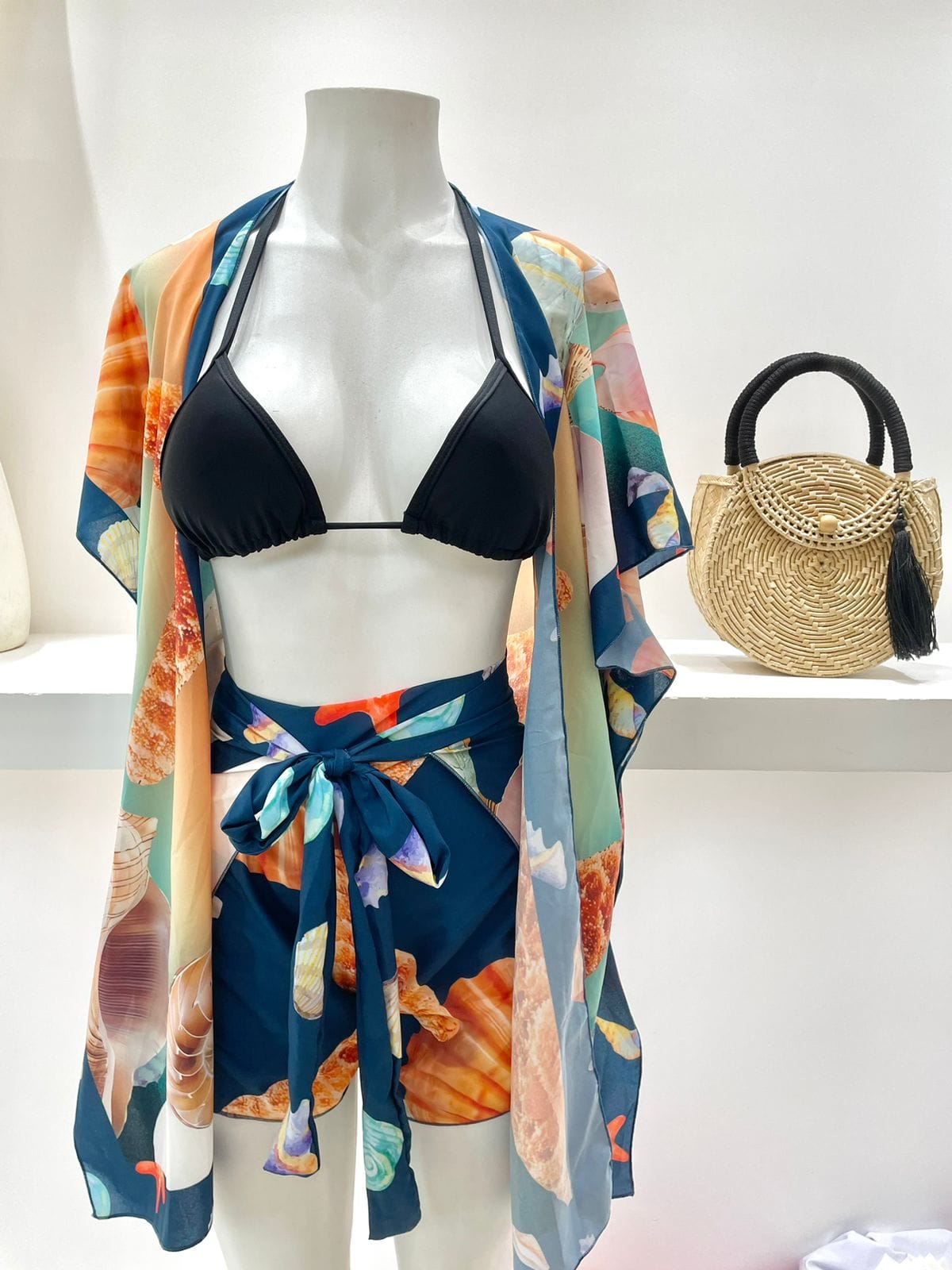fashion brasil sun and sea tropical pareo skirt 1 | Tropical Bloom Two Piece Pareo Set - Fashion Brasil Sun and Sea Tropical two‑piece pareo set with printed beach cover‑up and matching bikini top, Fashion Brasil Sun and Sea.