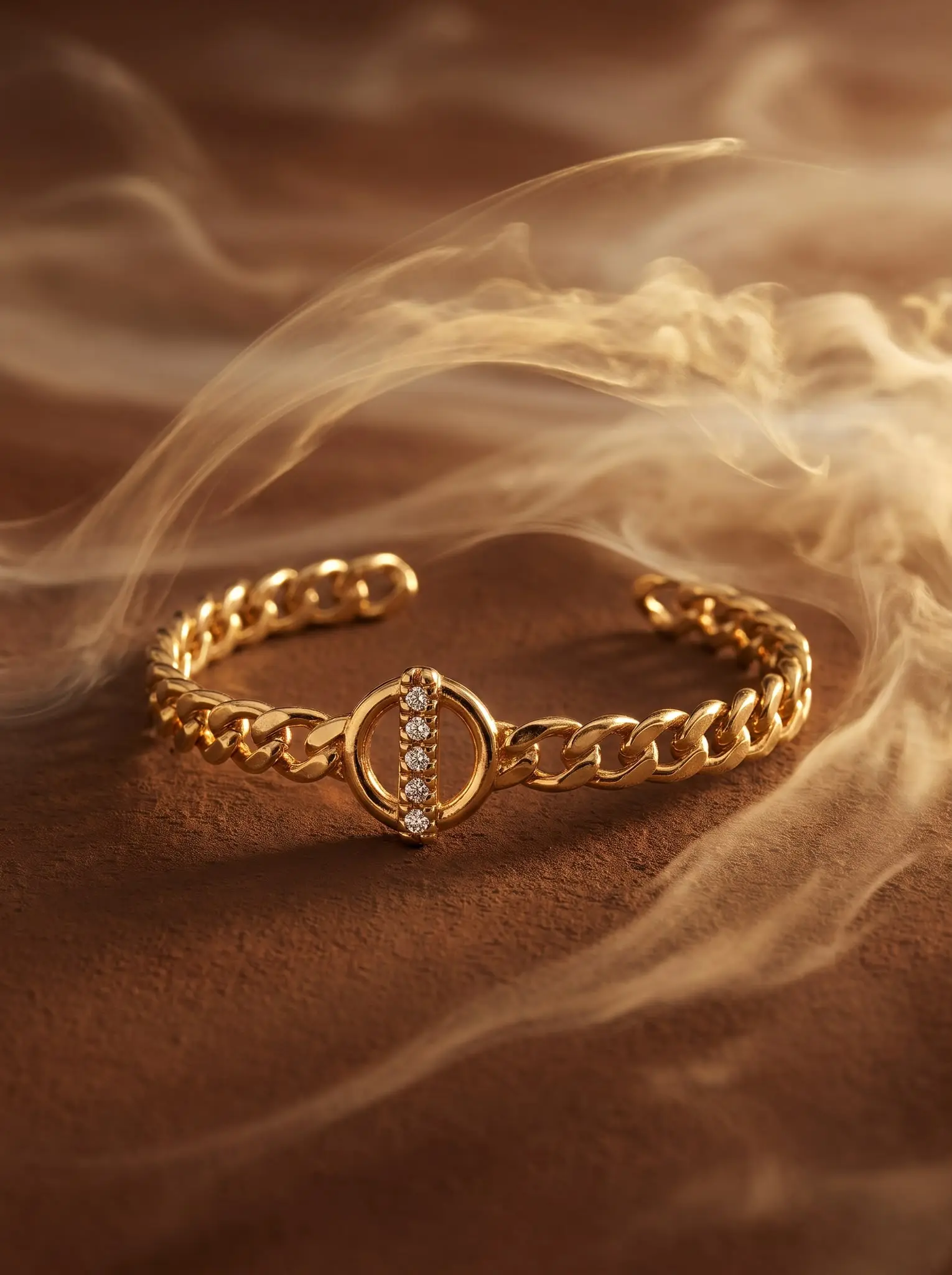 eternal glow zirconia bracelet madu joia rara | Eternal Glow Zirconia Bracelet – Madu Joia Rara Gold-tone chain bracelet with a circular centerpiece set with sparkling zirconia stones, representing elegance and sophistication by Madu Joia Rara.