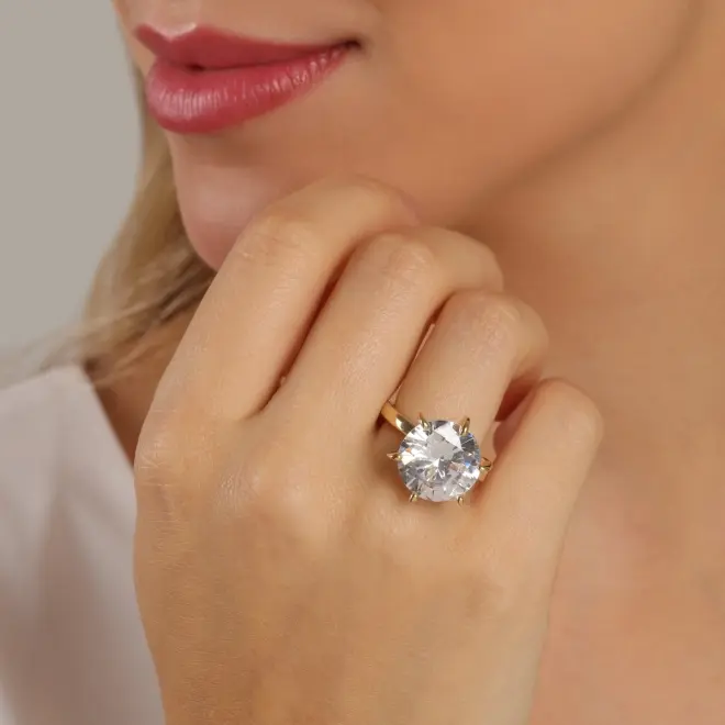 14mm solitaire zirconia ring mari semijoias | 14mm Solitaire Zirconia Ring - Mari Semijoias 14mm Solitaire Zirconia Ring - Mari Semijoias - Image 2