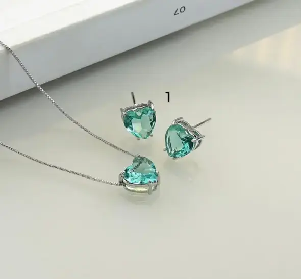 Aqua Heart Jewelry Set - Mari Semijoias