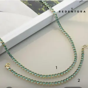 Mari Semijoias Ocean Majesty Riviera Necklace with ocean-blue crystals and gold-plated finish