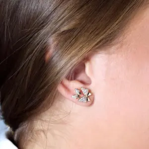 Mari Semijoias Butterfly Sparkle Duo Earrings with zirconia butterfly stud designs