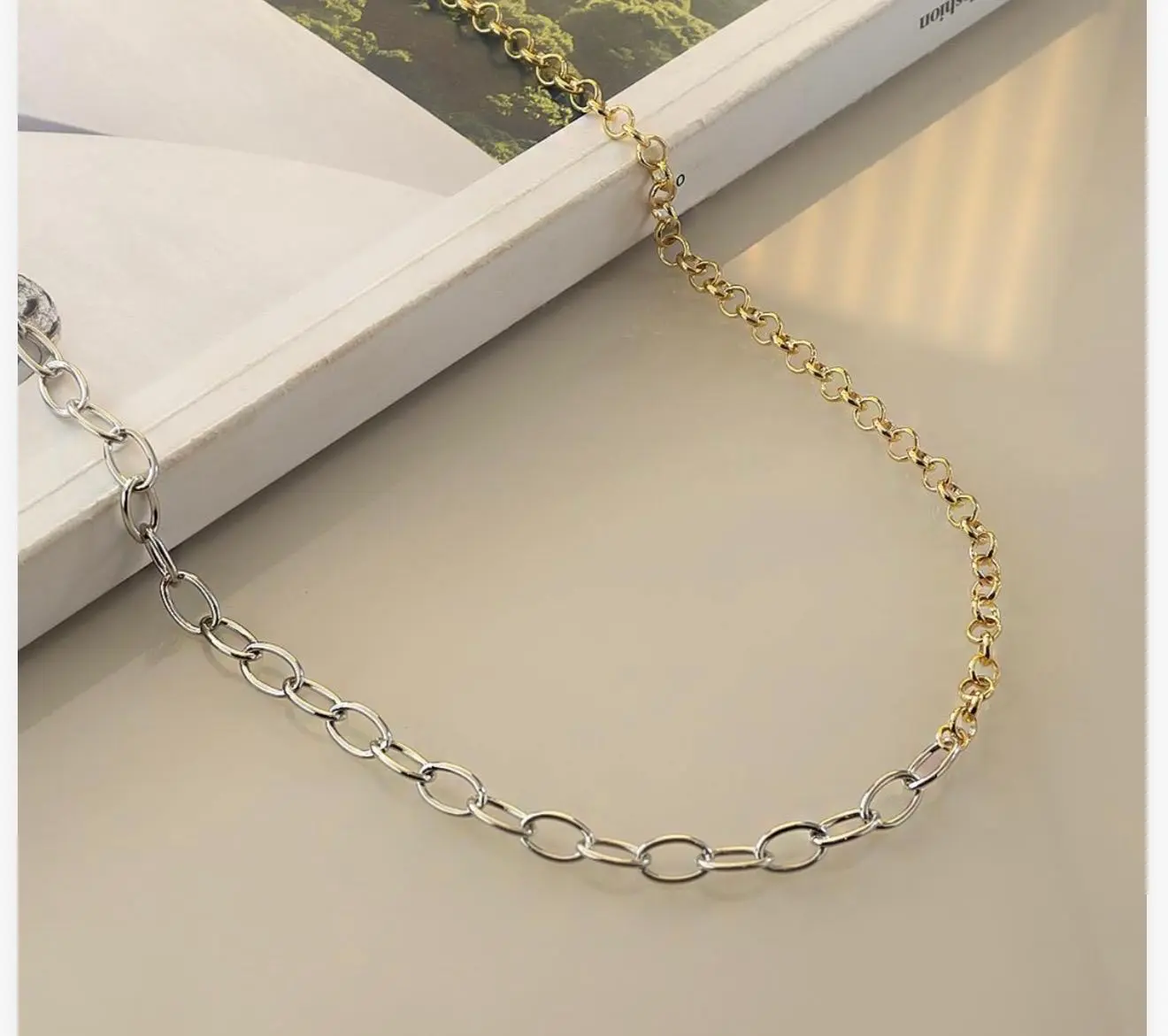mari semijoias two tone cartier link necklace front | Two-Tone Cartier Link Necklace - Mari Semijoias Mari Semijoias two-tone Cartier link necklace with gold and silver oval chain links