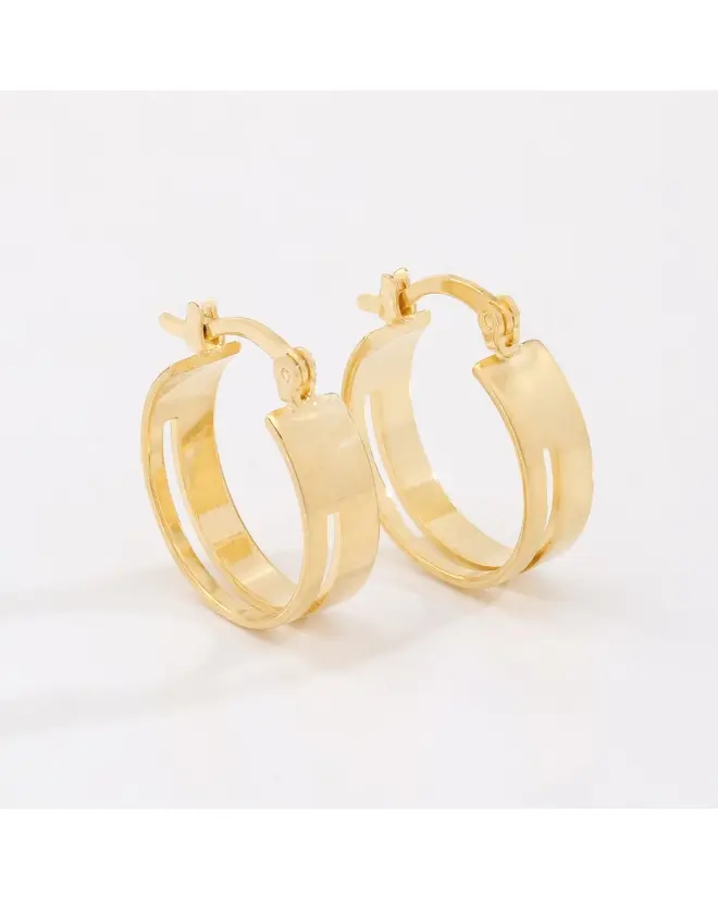 aq 00088 | Gold Wide Flat-Band Hoop Earrings - Mari Semijoias Gold Wide Flat-Band Hoop Earrings - Mari Semijoias - Image 2