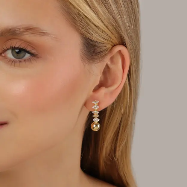 cropped AC 1130.jpg | Gold-Plated Navette Zirconia and Sphere Earrings -Mari Semijoias Gold-Plated Navette Zirconia and Sphere Earrings -Mari Semijoias