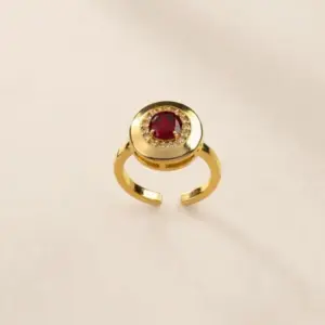 Ruby Halo Adjustable Ring - Mari Semijoias