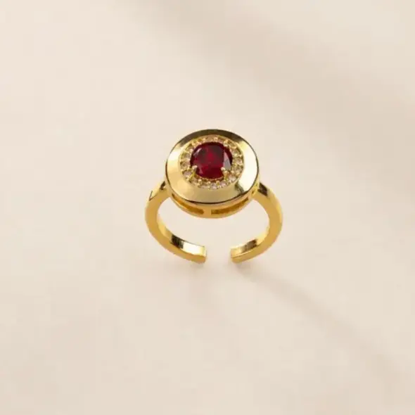 Ruby Halo Adjustable Ring - Mari Semijoias